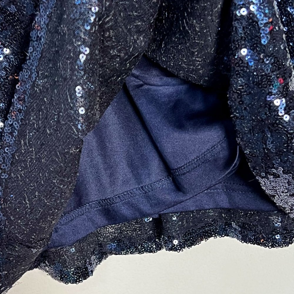 Lulu's Grandeur Navy Blue Sequin Cutout Swing Dress M Sparkly Bling Party $65 - Picture 13 of 16